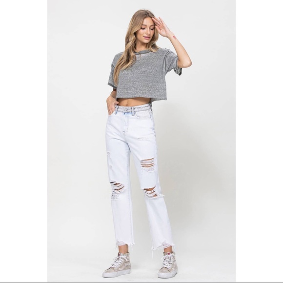 PRICE DROP Calliope Super High Rise Straight Crop Blocking Detail Jeans - Picture 7 of 14